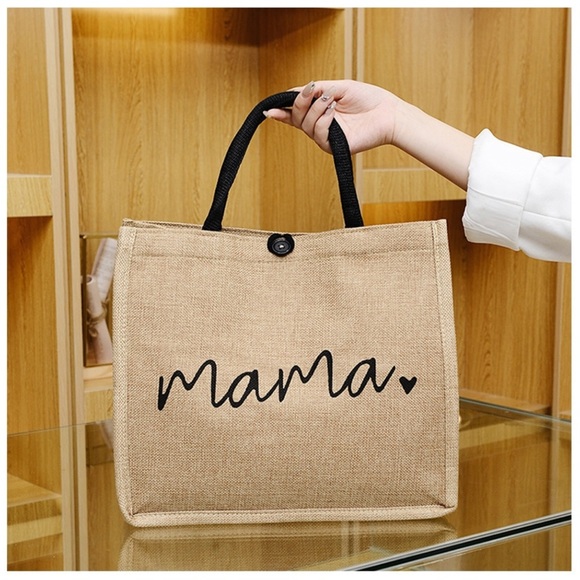 Linen large Capacity Casual MAMA Letter Pattern Cancvas Tote Bag - Picture 7 of 7
